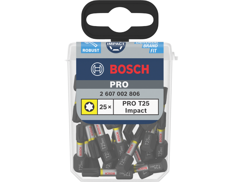25-delni komplet vijačnih nastavkov Bosch PRO Torx Impact, T25, 25mm, 2607002806